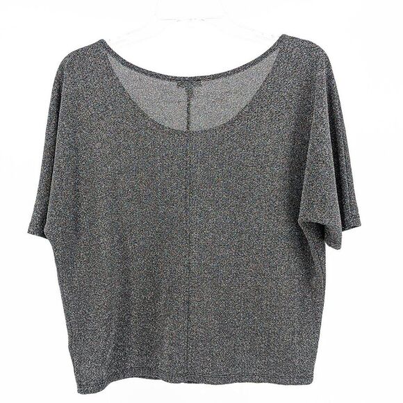 Express Women's Boxy Metallic Short Sleeve Blouse Top Black Small - Picture 3 of 6